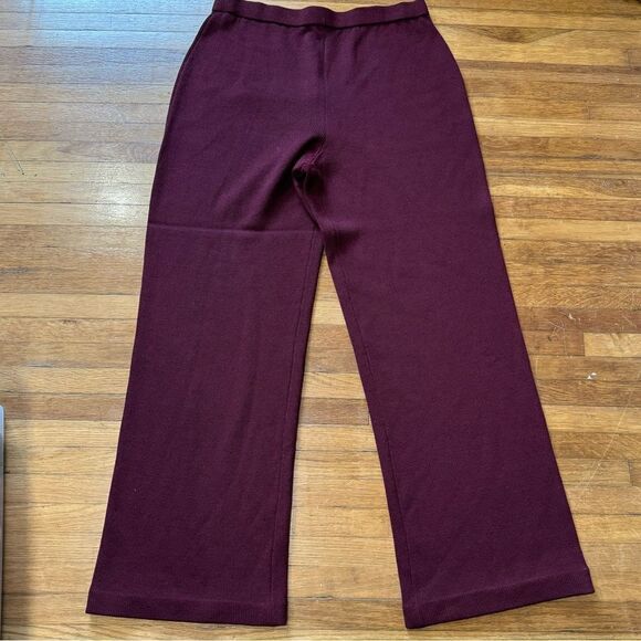 Revolve St. John Burgundy Cherry Santana Knit Wide Leg Pants Trousers - Picture 9 of 9